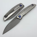 Reate Knives VK-ANUB Crystal Titanium Handles w/ Blue Accents & Darkwash Elmax