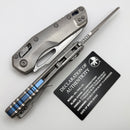 Microtech Marfione Select MSI RAM LOK Titanium Handles w/ Double Vapor Blast & Blue Accents & Stonewash M390MK 210-10MS2