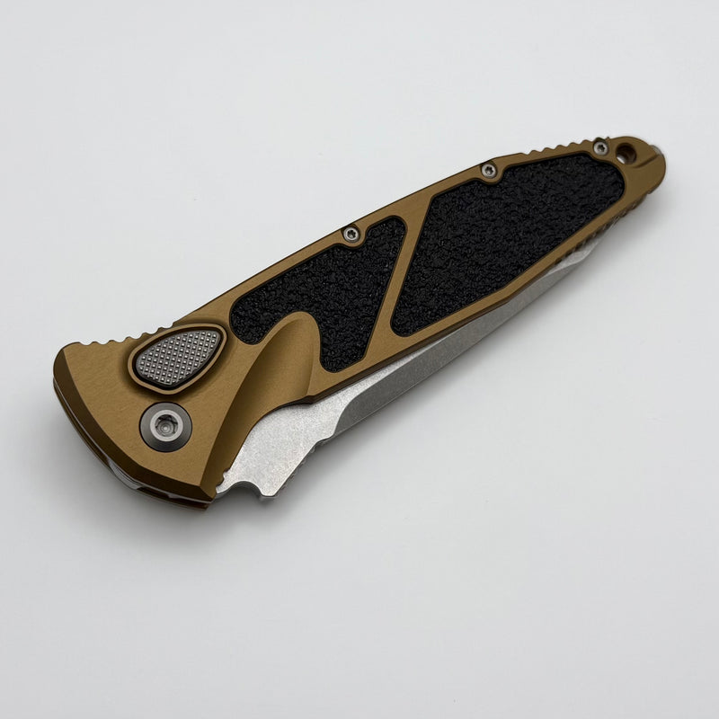 Microtech Socom Elite Auto Tan Handle w/ Stonewash Tanto 161A-10TA