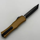 Microtech Knives Mini Hera Black Tactical T/E M390MK w/ Tan Handle 1704M-1TA
