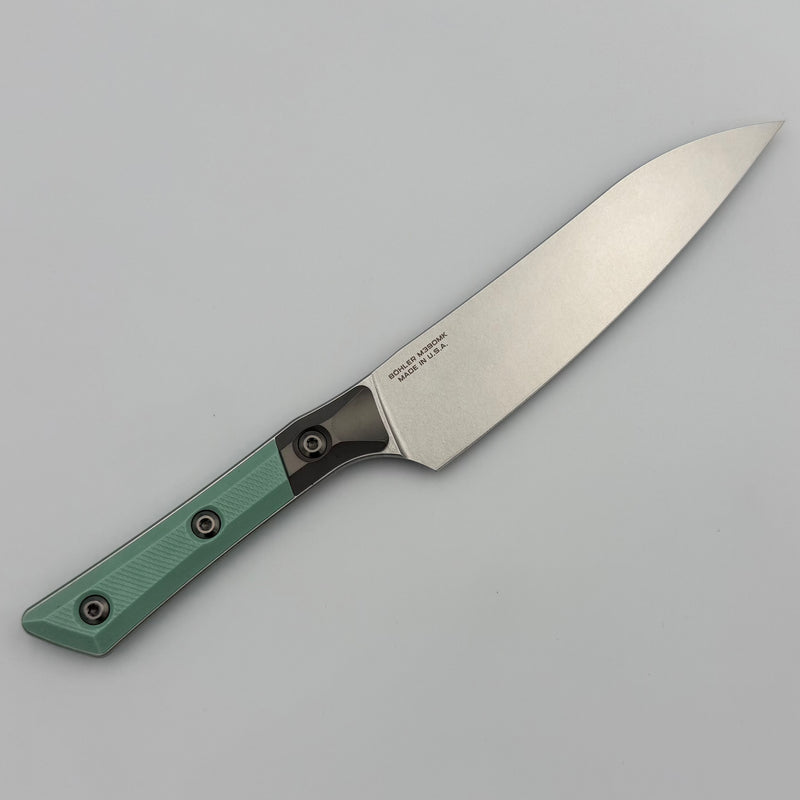 Microtech Utility Knife Caribbean Blue G-10/Titanium Bolster Handle w/ Stonewash M390MK 3400B-10CA