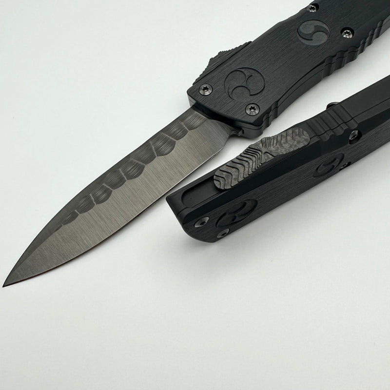 Marfione Custom Knives & Borka Blades Combat Troodon O-YARI DLC Rock Grind Chisel Single Edge w/ Carbon Fiber Button