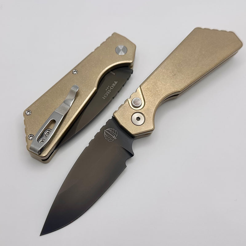 Pro-Tech PT Plus Stonewash ALBronze Handle w/ Mother of Pearl Button & Smokey Gray DLC MagnaCut Blade PT232 Custom