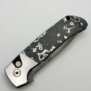 Pro-Tech ATCF Monochrome Custom Two Tone DLC 416 Steel w/ White Storm Fat Carbon Inlays & Black Lip Pearl Button w/ Chad Nichols Virus Damascus "Enthusiant" 2023 Edition PRE OWNED