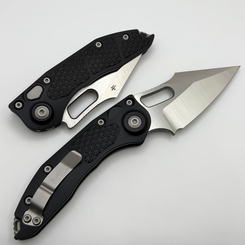 Microtech Borka Stitch Single Edge Satin Standard w/ Black Handle 169-4