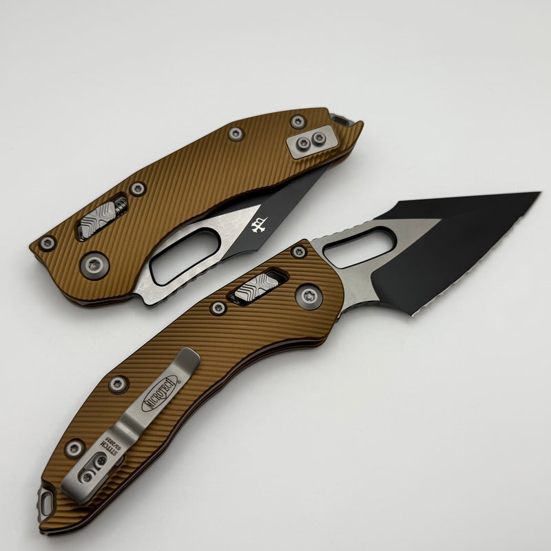 Microtech Knives Manual Stitch RAM LOK Fluted Tan Aluminum Handles & F