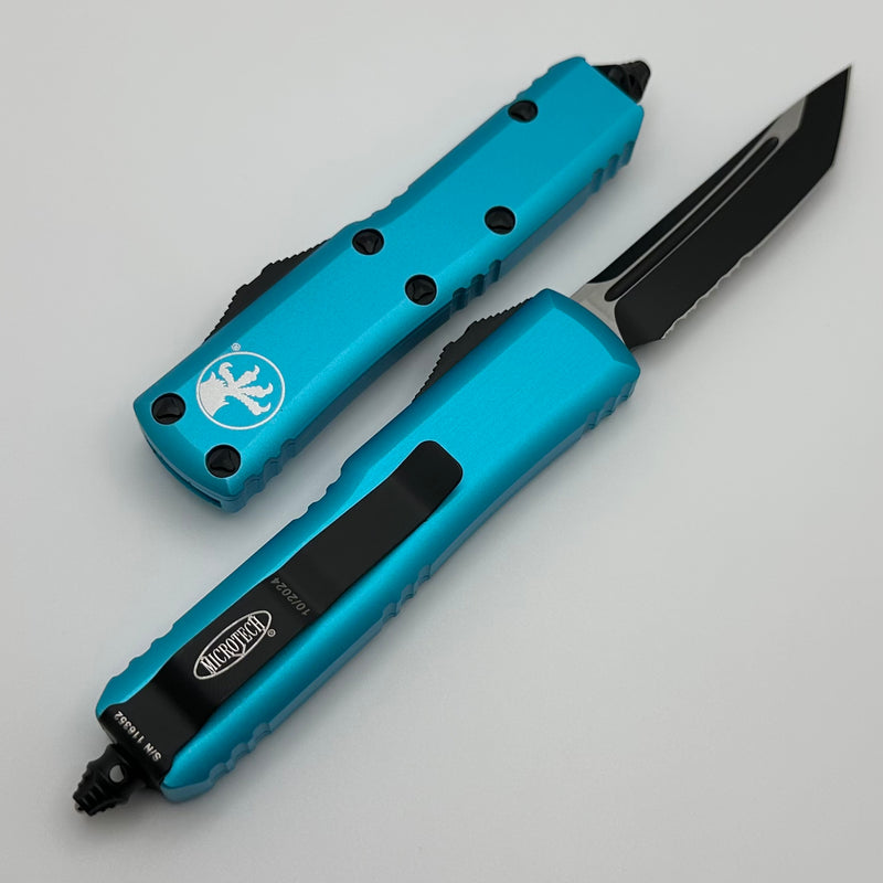 Microtech UTX-85 T/E Tanto Black Partial Serrated & Turquoise 233-2TQ