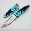 Microtech Socom Elite Auto Stonewash T/E Full Serrated w/ Turquoise Handle 161A-12TQ
