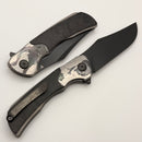 Tuya Knife Kharis Bead Blasted Integral handle w/ Marble Carbon Fiber/Black Timascus Overlays & DLC M390