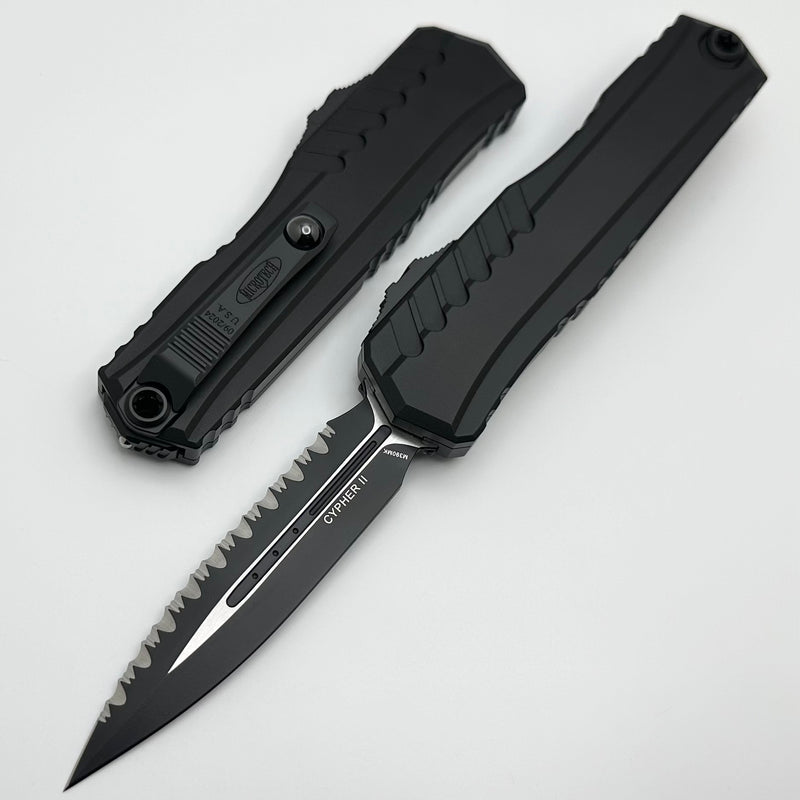 Microtech Cypher II Black D/E Full Serrated Tactical 1242-3T