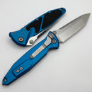 Microtech Socom Elite Manual Tanto Stonewash Partial Serrated & Blue Handles 161-11BL