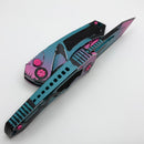 Heretic Knives Pariah M/A Button Lock Cel Shade Miami Vice Aluminum Handles w/ MagnaCut Tanto H047-CS-MV