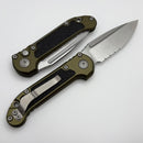 Microtech Knives LUDT Gen III Stonewash Partial Serrated Drop Point w/ OD Green Handle 1135-11OD