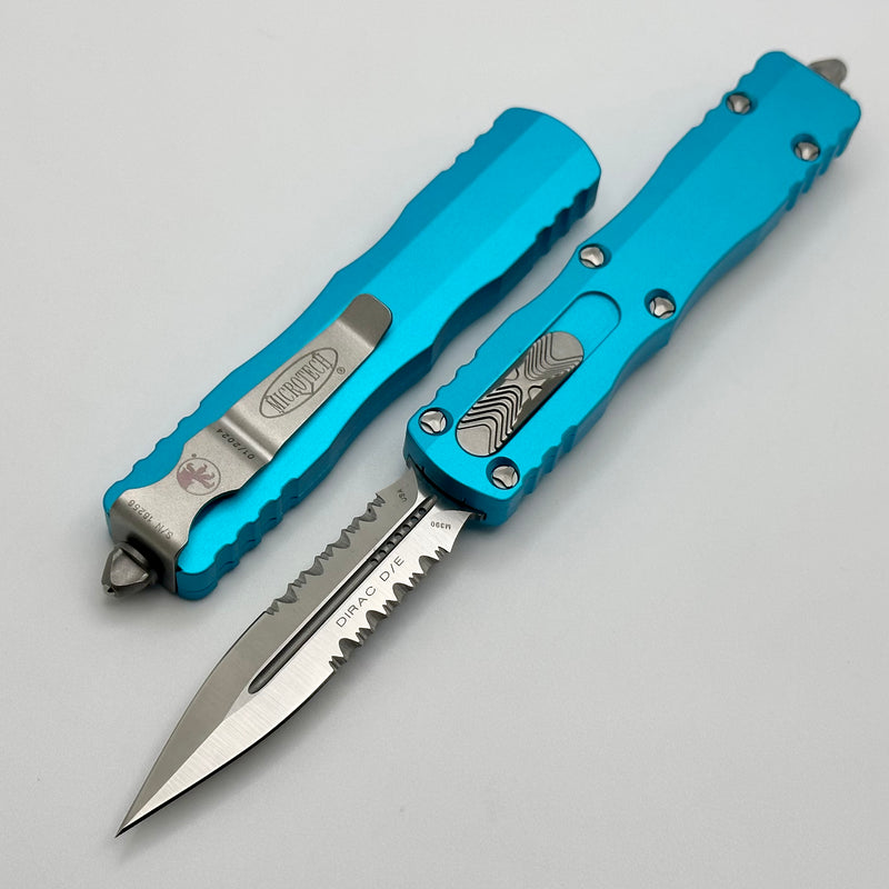Microtech Dirac Double Edge Satin Partial Serrated & Turquoise 225-5TQ