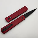 Pro-Tech Godfather Red Handle w/ Black Lip Pearl Button & Black 154-CM Blade