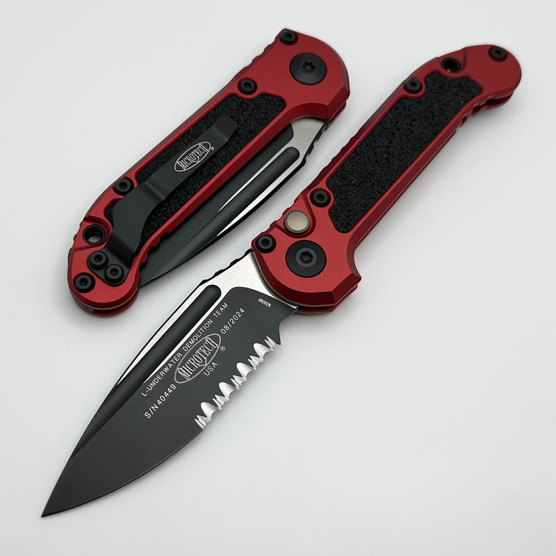 Microtech Knives LUDT Gen III Black Partial Serrated S/E w/ Red Handle 1135-2RD