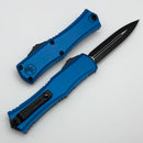 Microtech Knives Mini Hera Black Tactical D/E M390MK w/ Blue Handle 1702M-1BL