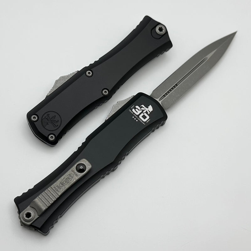 Microtech Knives Mini Hera 30th Anniversary Apocalyptic D/E M390MK w/ Black Handle 1702M-10AP30