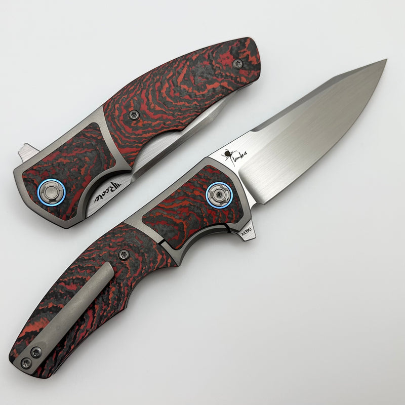 Reate Knives Mini Crossroads w/ Crosscut Red Carbon Fiber Inlays & Satin M390