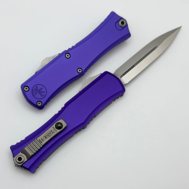 Microtech Knives Mini Hera Satin Double Edge M390MK w/ Purple Handle 1702M-4PU