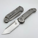 Microtech Knives LUDT Gen III Full Serrated Stonewash Tanto & Titanium Slab Side Handles w/ Bronze Accents 1136-12MS1