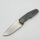 Custom Knife Factory FIF18 Tumbled Titanium Handles w/ Blue Carbon Fiber Inlay & M398