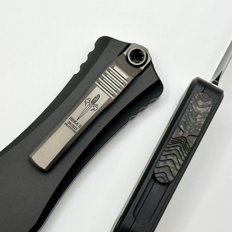 Marfione Custom Hera II DLC Diamondwash D/E w/ Hefted Black Handle & DLC Two Tone Hardware w/ Carbon Fiber Button Prototype