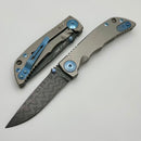 Spartan Blades Harsey Folder 3.25 w/ Damascus & Blue Accents SF10DMBL