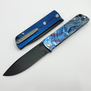 Medford Antik Front Flipper DLC S45 Drop Point & Flamed/Blue Tumbled Titanium Handles