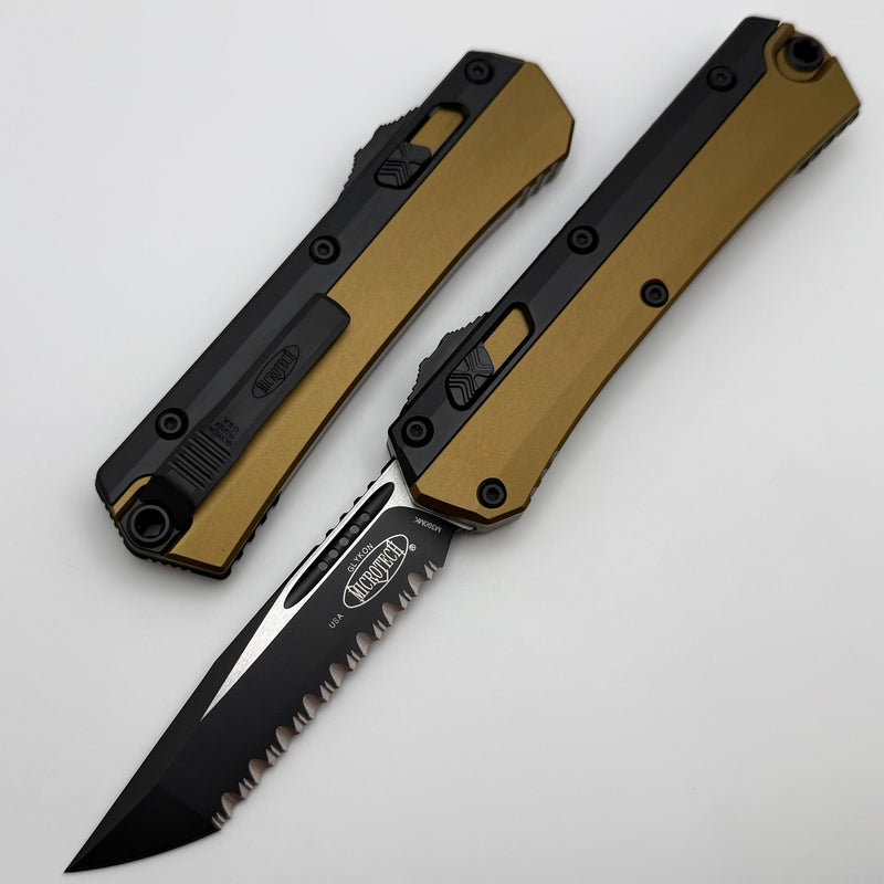 Microtech Glykon Tan w/ Black Full Serrated Tanto M390MK 185-3TA