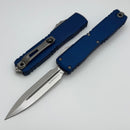 Microtech Ultratech Gen IV D/E Stonewash Standard w/ Navy Blue Handle 11224-10NA