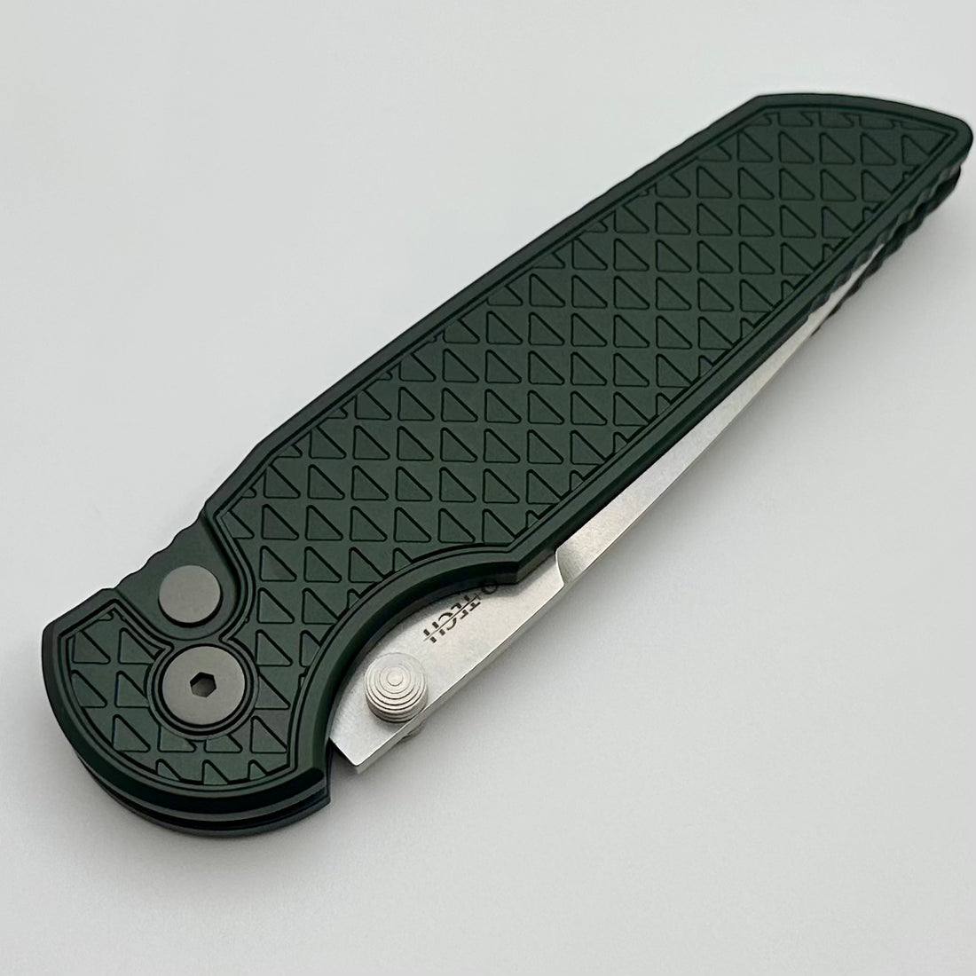 Pro-Tech TR-3 Integrity Manual Green Aluminum Relic Handles w/ Stonewa