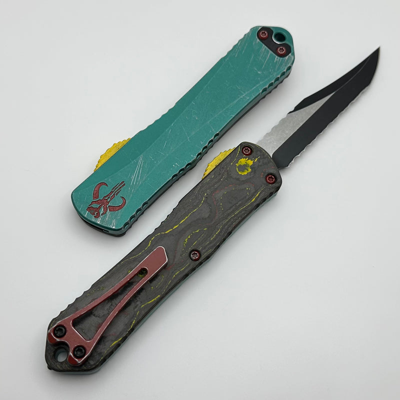 Heretic Knives Manticore E Bounty Hunter w/ 2 Tone Full Serrated Bowie Battle Black MagnaCut H026B-14B-BOUNTY