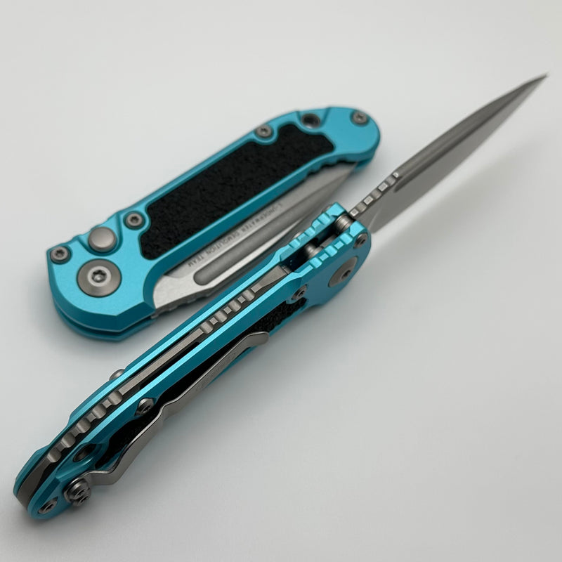 Microtech Knives LUDT Gen III Stonewash Drop Point w/ Turquoise Handle 1135-10TQ