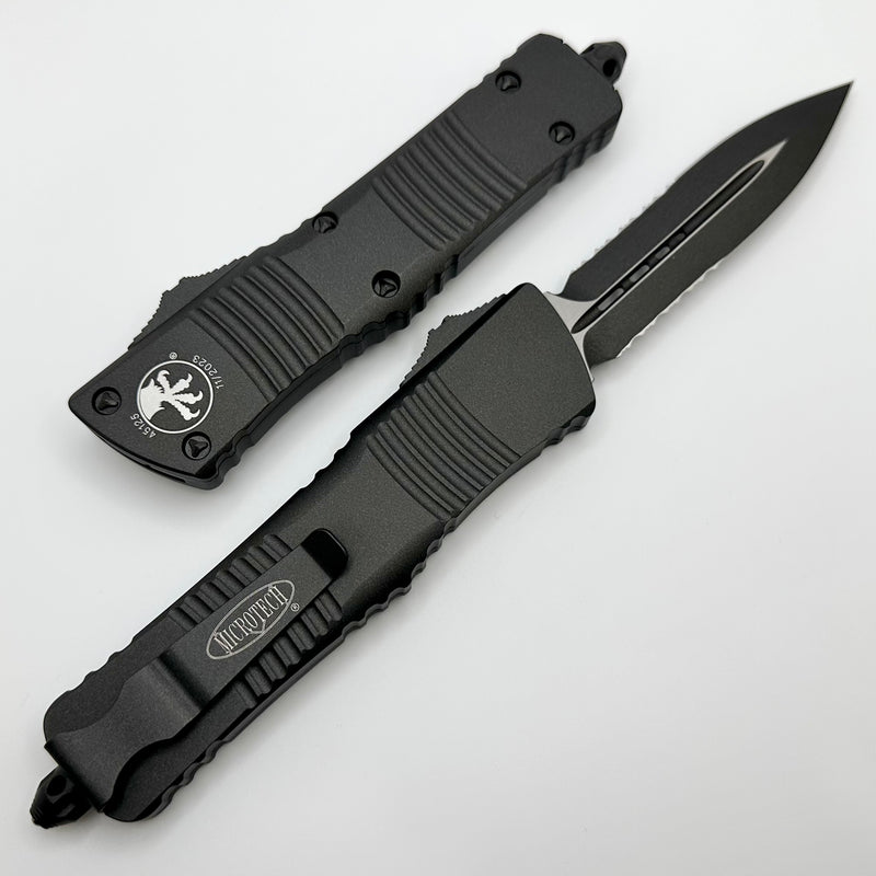 Microtech Combat Troodon Double Edge Partial Serrated Dark Tungsten Cerakote 142-2CDT