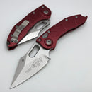 Microtech Borka Stitch Single Edge Stonewash Standard w/ Merlot Handles 169-10MR