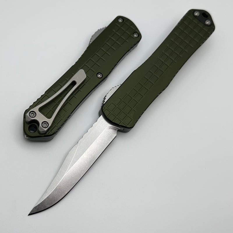 Heretic Knives Manticore E Green Grenade Grip w/ Stonewash Bowie MagnaCut H026BF-2A-GRN