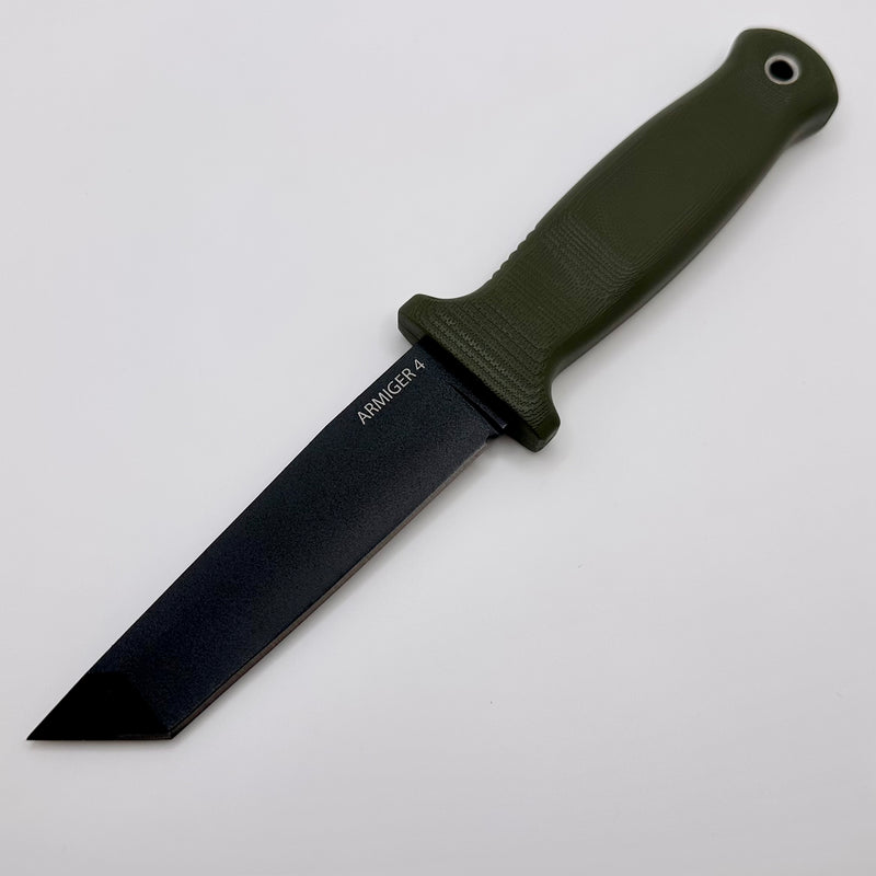 Demko Knives Armiger 4 Fixed Blade Black Tanto 80CrV2 & OD TPR Handle