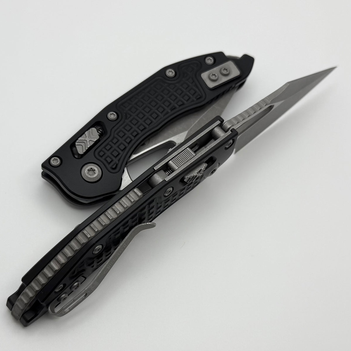 Microtech Knives Manual M-Stitch RAM LOK Black Frag Aluminum Handles &