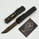Microtech Marfione Select Ultratech ZBP Hellhound Baker Forge CopperMai w/ Hefted Black Handle & Bronze Accents 1119-16MS1