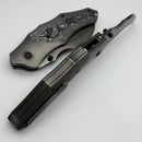 We Orc Boss Polished Gray Titanium Handle w/ Aluminum Foil Carbon Fiber Inlays & Polished Gray 20CV WE24042-3