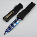 Marfione Custom Combat Troodon LT Gen III w/ Hefted Black Handle & D/E Blued Dragonskin Ball Bearing Damascus