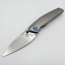 Poikilo Blade Zen S1 Titanium Handles w/ Blue Ti Accents & Pearlescent Stonewash M398