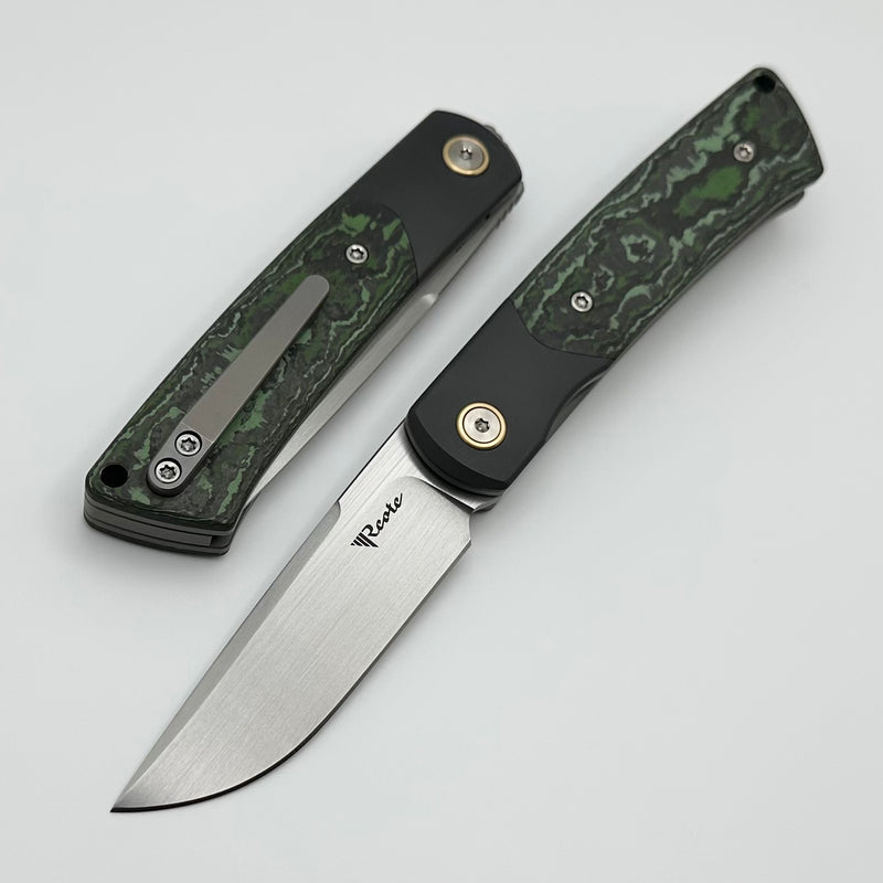 Reate Knives Tribute w/ Zirconium Bolsters & Jungle Wear Fat Carbon w/ Hand Satin M390