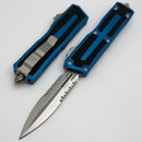 Microtech Scarab 2 Gen 3 D/E Stonewash Partial Serrated w/ Blue Handle 1280-11BL