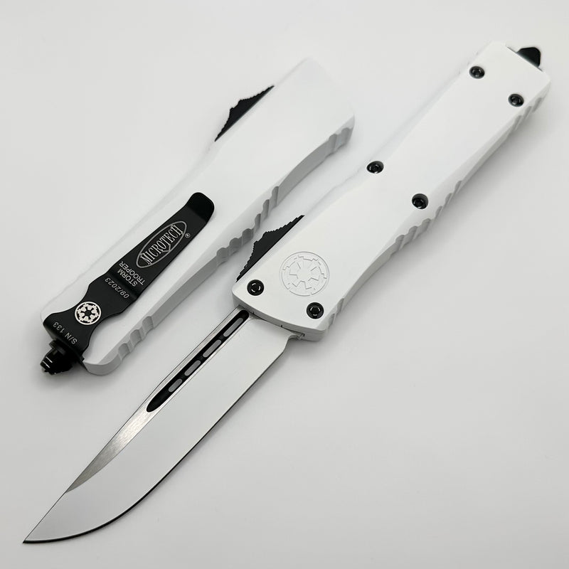 Microtech Combat Troodon Smooth Handle Deep Engraved Storm Trooper Signature Series 143S-1STD