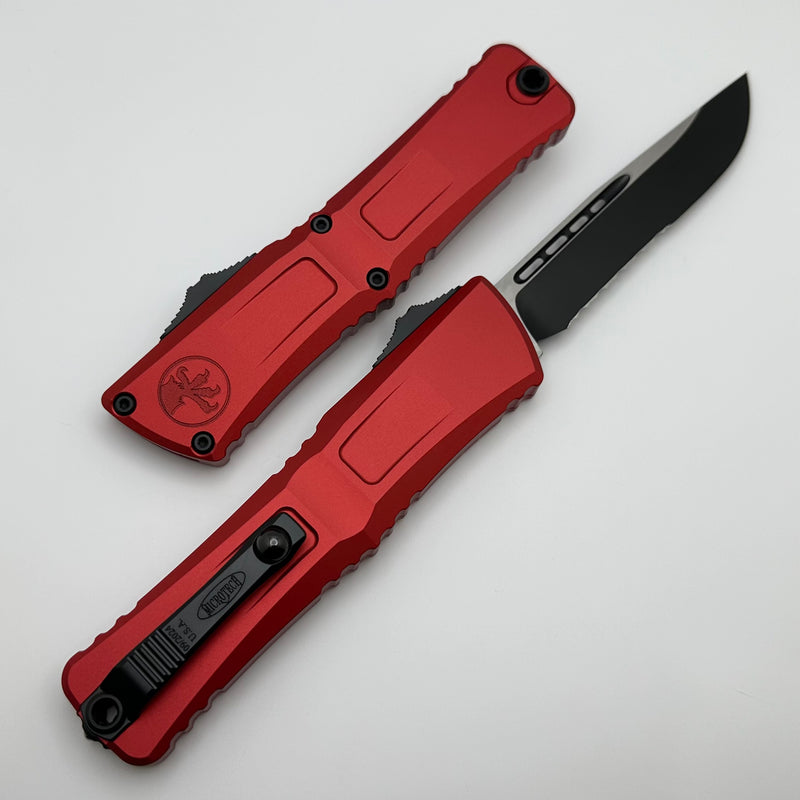 Microtech Knives Combat Troodon Gen III Partial Serrated Black S/E w/ Red Handle 1143-2RD