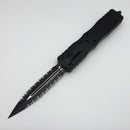 Grenade Blem Microtech Dirac Delta Black Tactical w/ Double Full Serrated Black D/E 227-D3T Factory Second