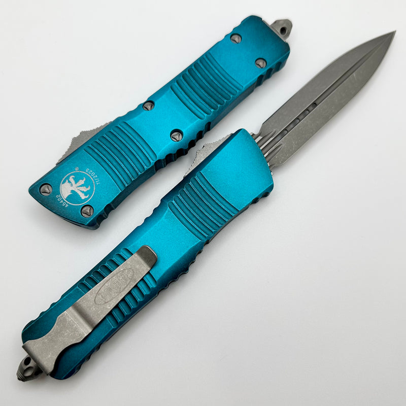 Microtech Combat Troodon Weathered Turquoise w/ Fluted Double Edge Apocalyptic Standard 142-10APWTQ