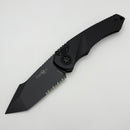 Heretic Knives Mini Pariah Auto Tactical Black Polymer Handles w/ Black Tanto Serrated MagnaCut H055-4B-T